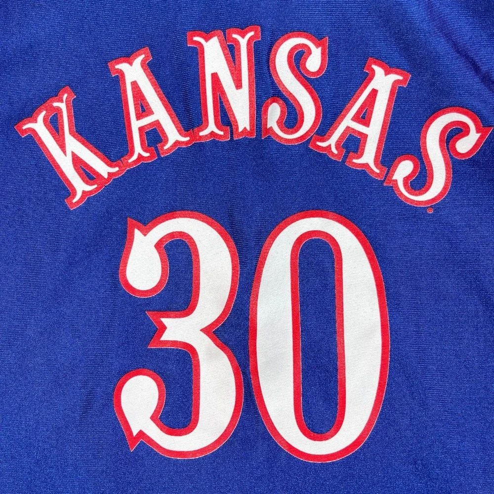Kansas Jayhawks Adidas Basketball Jersey Men 2XL Blue #30 Julian Wright